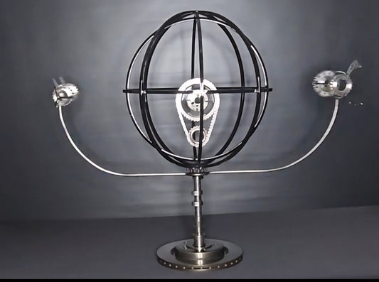 Metal world map sculpture inspired by Leonardo da Vinci and exploration, forged from reclaimed steel by Enrique Del Angel.